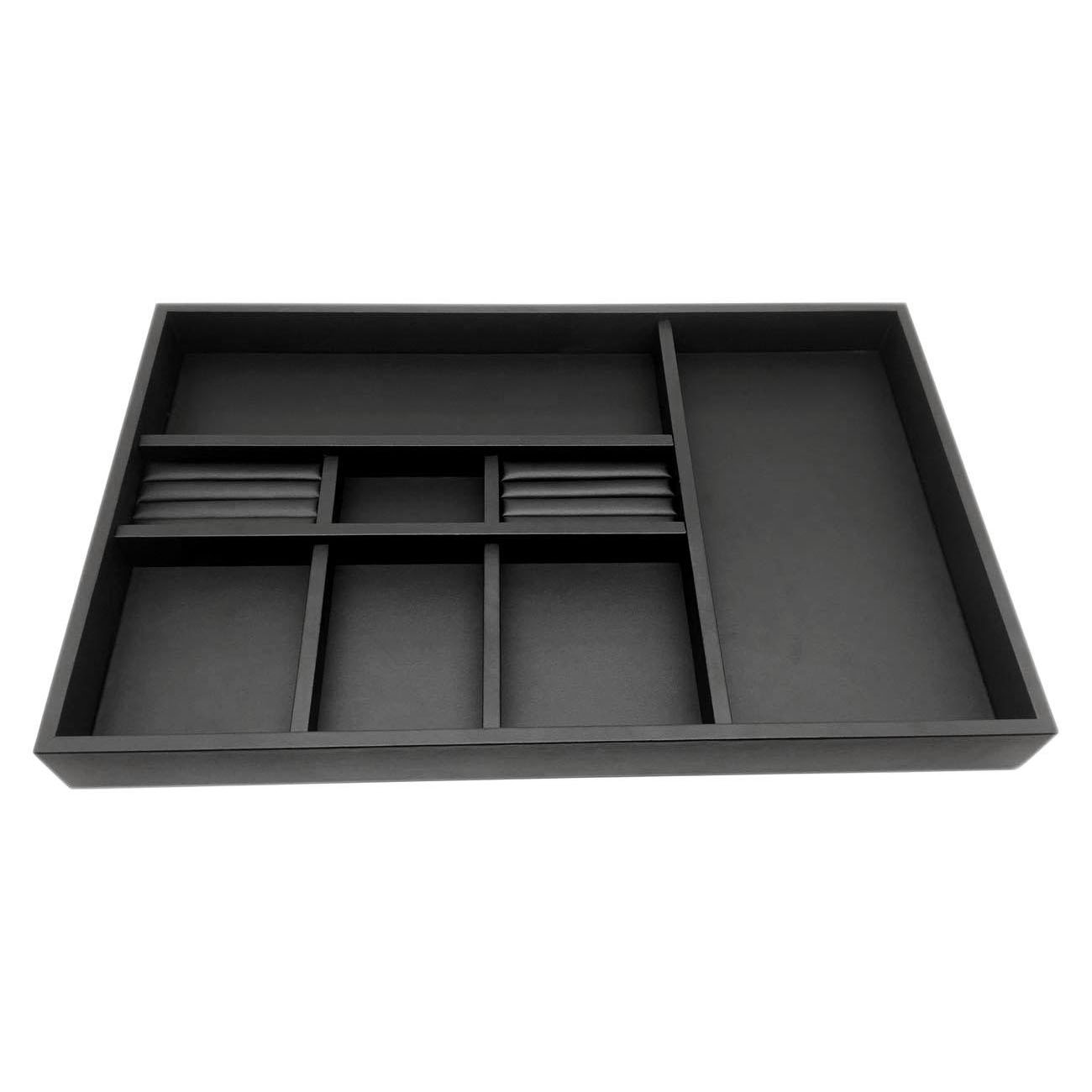 Black leatherette black velvet storage box jew